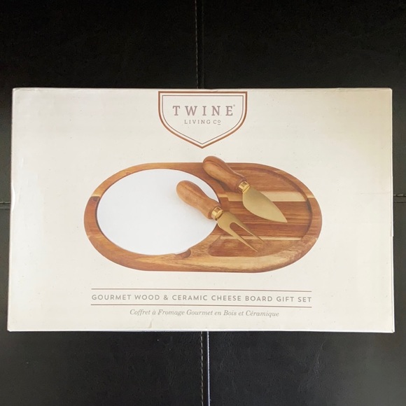 Twine Living Co. Gourmet Wood & Ceramic Cheese Board Set - Picture 4 of 14